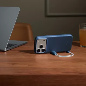 Ochranné puzdro so stojanom pre iPhone 17 Pro od Apple Beats – MagSafe, ovládanie kamery, vhodné pre 6,3-palcový displej, Bedrock Blue (ružová)