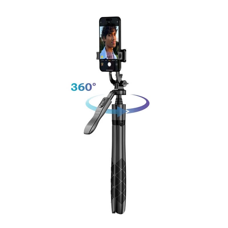 Statívový selfie stick Crong CRGSGU1BLK hliníkový Bluetooth s vyklápacími nožičkami a držiakom na telefón