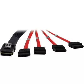 Inter-Tech - SATA/SAS kábel - Serial ATA 150/300/600 - 4-Lane - 36 PIN 4iMini MultiLane na SATA - 1,0 m - červený (88885301)