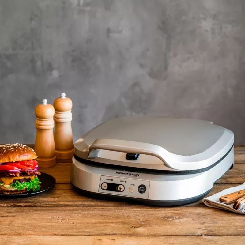 ROMMELSBACHER PC 1800, 4 crêpes, strieborná, plast, 13,5 cm, tlačidlá, 1800 W