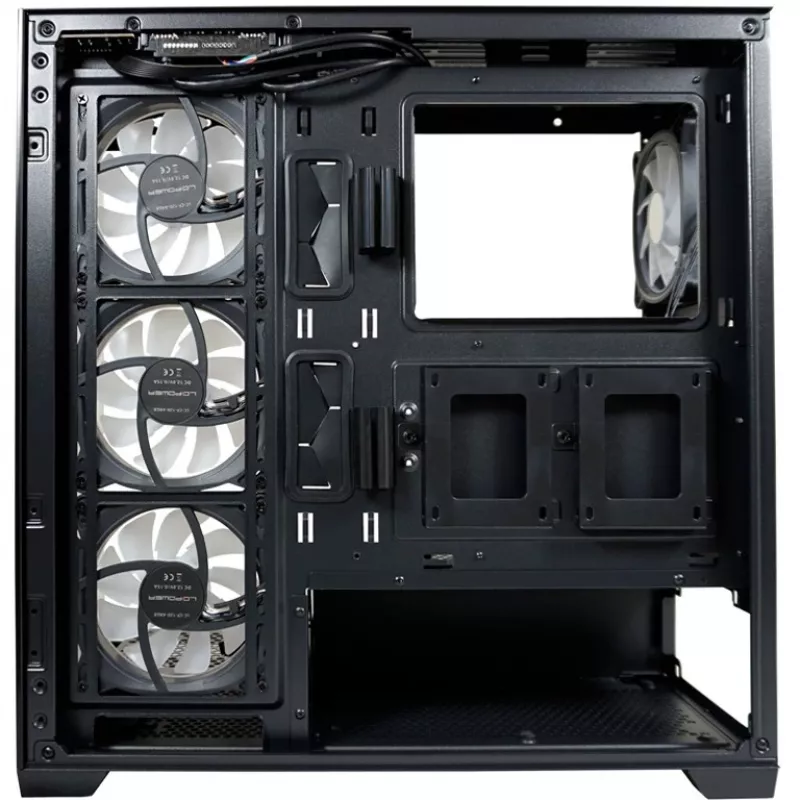 LC-Power skriňa MidiTower 715B čierna USB3.2/audio bez napájacieho zdroja SEAMLESS_X (LC-715B-ON)