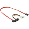 Delock - SATA/SAS kábel - SAS 12Gbit/s - interné napájanie, 4-pin, interný SAS, 29-pin (SFF-8482) na SATA (W) - 50 cm