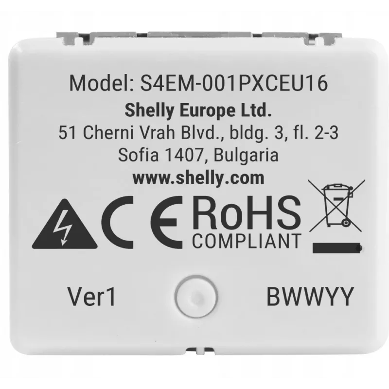 Smart relé Shelly Relay EM Mini Gen4 1-kanál Wi‑Fi Matter Zigbee Bluetooth 8A, 110–240V, Merač energie