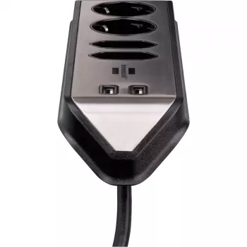 Brennenstuhl estilo rohová zásuvková lišta 4-násobná, čierna 2x zásuvka so uzemnením, 2x euro zásuvka, vrátane USB nabíjania