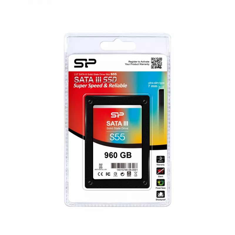 2,5 palcový SATA III SSD Silicon Power 960 GB — 6 Gbit/s, TRIM, S.M.A.R.T., 7 mm