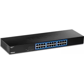 TRENDnet 24-portový gigabitový switch, TEG-S25, 24 x gigabitové RJ-45 porty, 48 Gbit/s prepínacia kapacita, bezventilátorový dizajn, kovové puzdro, interný napájací zdroj