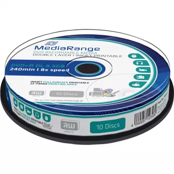 DVD+R DL MediaRange MR468 8,5 GB 8x biela Inkjet tlačiteľná 10 ks spindel