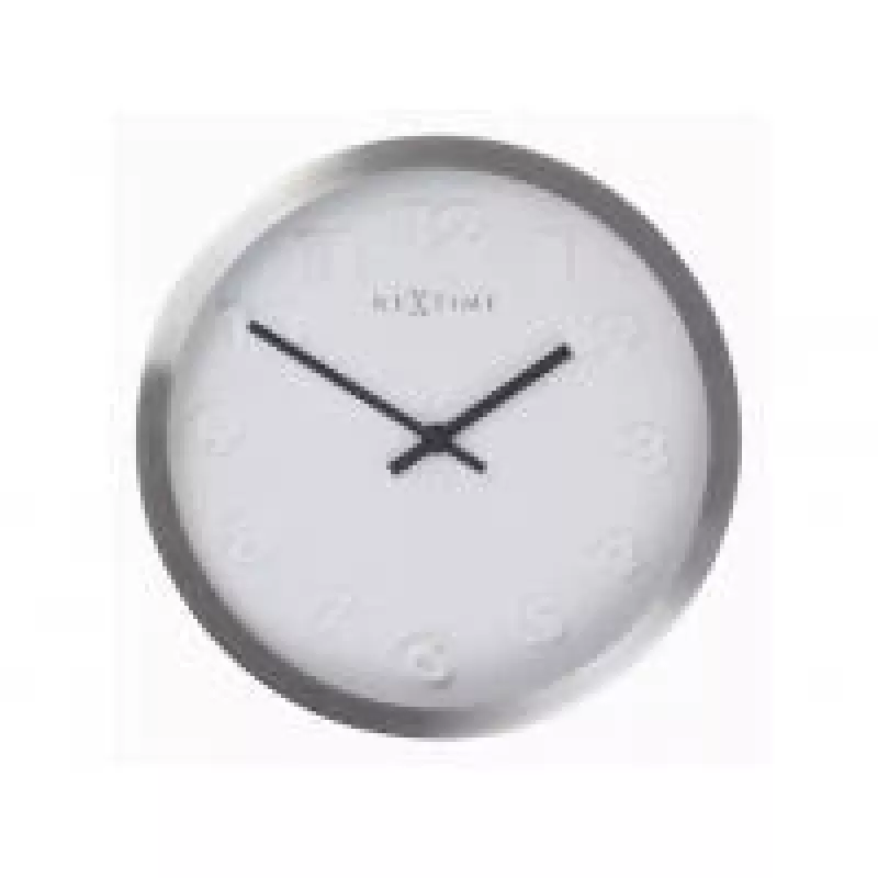 NeXtime nástenné hodiny 2991ar Paniki Number, Ø34 cm, biela