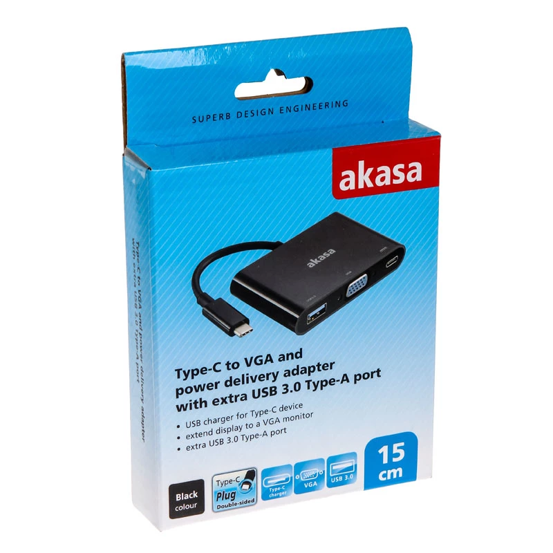 Adaptér Type-C na VGA Akasa AK-CBCA02-15BK