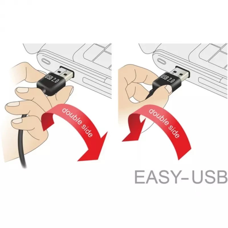 DeLOCK Easy - USB kábel - USB (M) zahnutý vľavo/vpravo, obojstranný na USB Type-B (M) - USB2.0 - 50 cm - čierny (85167)