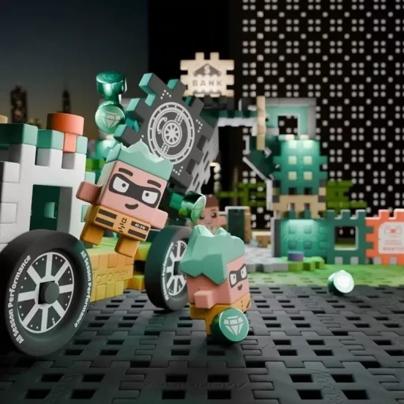 MARIOINEX Mini Waffle City lúpež banky stavebnica, 148 dielov