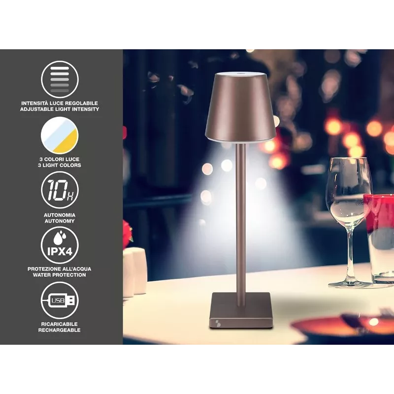Nabíjateľná stolová lampa Beper P201UTP103, dotykový vypínač, 2 W