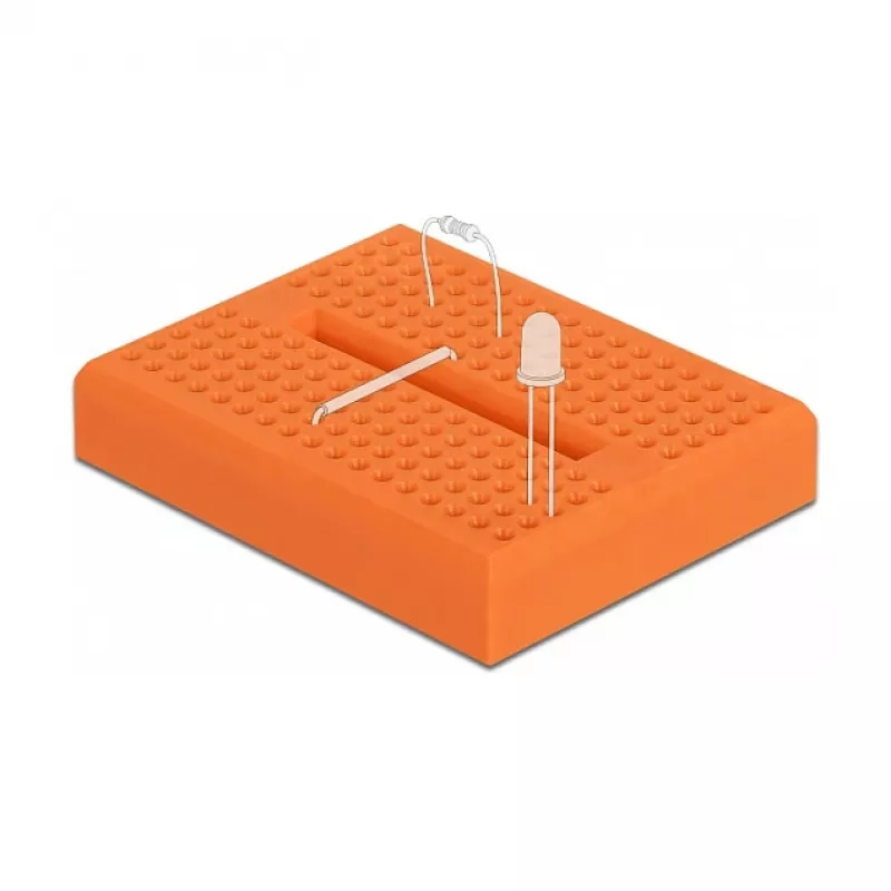Breadboard DELOCK 18319, plastová prototypovacia doska, oranžová, 36×46×10 mm