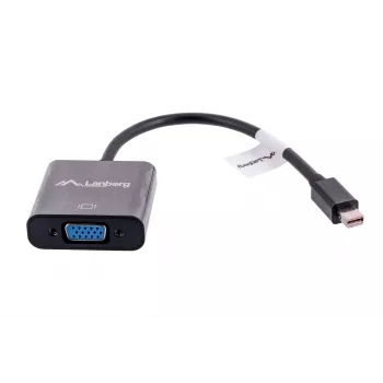 VGA (D-Sub) na Mini DisplayPort adaptérový kábel LANBERG AD-0006-BK, 0,2 m, DisplayPort 1.2, 1920×1200@60Hz, MiniDP konektor samica, čierny