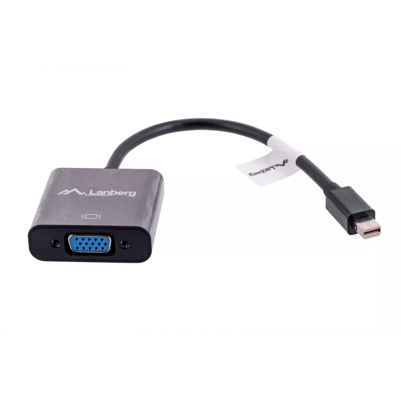 VGA (D-Sub) na Mini DisplayPort adaptérový kábel LANBERG AD-0006-BK, 0,2 m, DisplayPort 1.2, 1920×1200@60Hz, MiniDP konektor samica, čierny