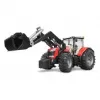Hračkársky traktor BRUDER Massey Ferguson 7624 s čelným nakladačom, červený, pre deti od 3 rokov