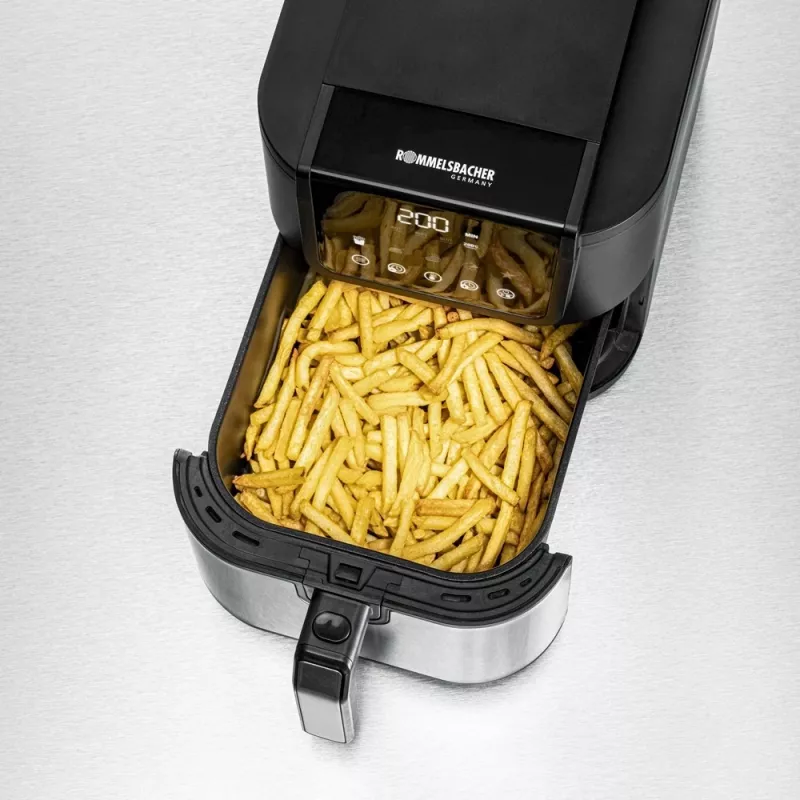 Fritéza na horúci vzduch Rommelsbacher FRH 1500 — 5 L, 1500 W, nerez/čierna