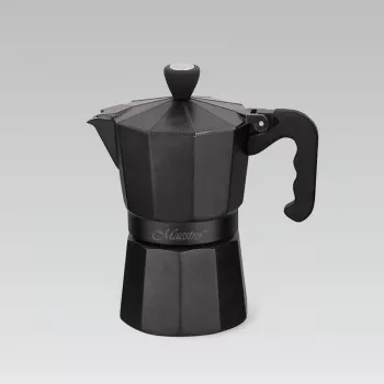 Moka kanvica Maestro MR-1666-3-čierna, manuálny hliníkový kávovar na 3 šálky, 150 ml, čierna