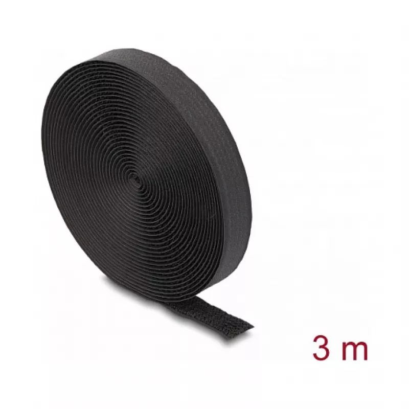 DeLOCK suchý zips 3 m x 20 mm čierny nylon