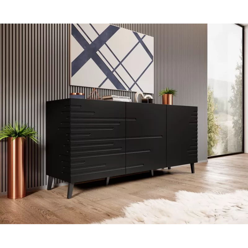 Cama Meble NOVA komoda 155x40x72 cm, čierna matná