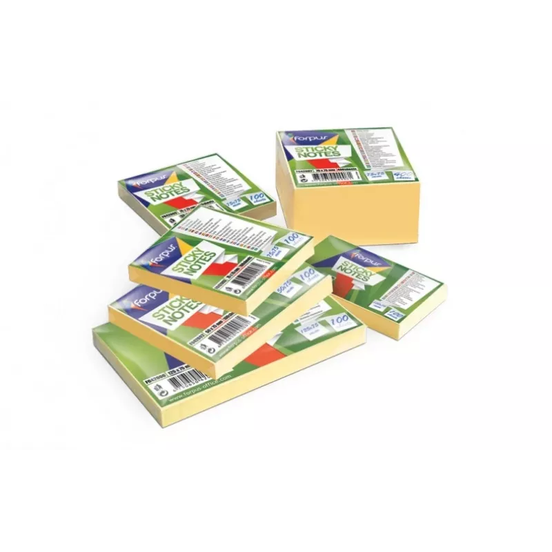 Samolepiace lístočky Forpus, 75x75 mm, žlté (1x100) 0717-103