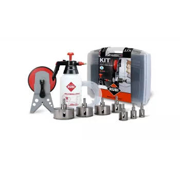 Sada vrtákov RUBI Easy Gres Plus Kit — 7 ks diamantové vrtáky, dĺžka 27 mm, na porcelán, s transportným kufríkom