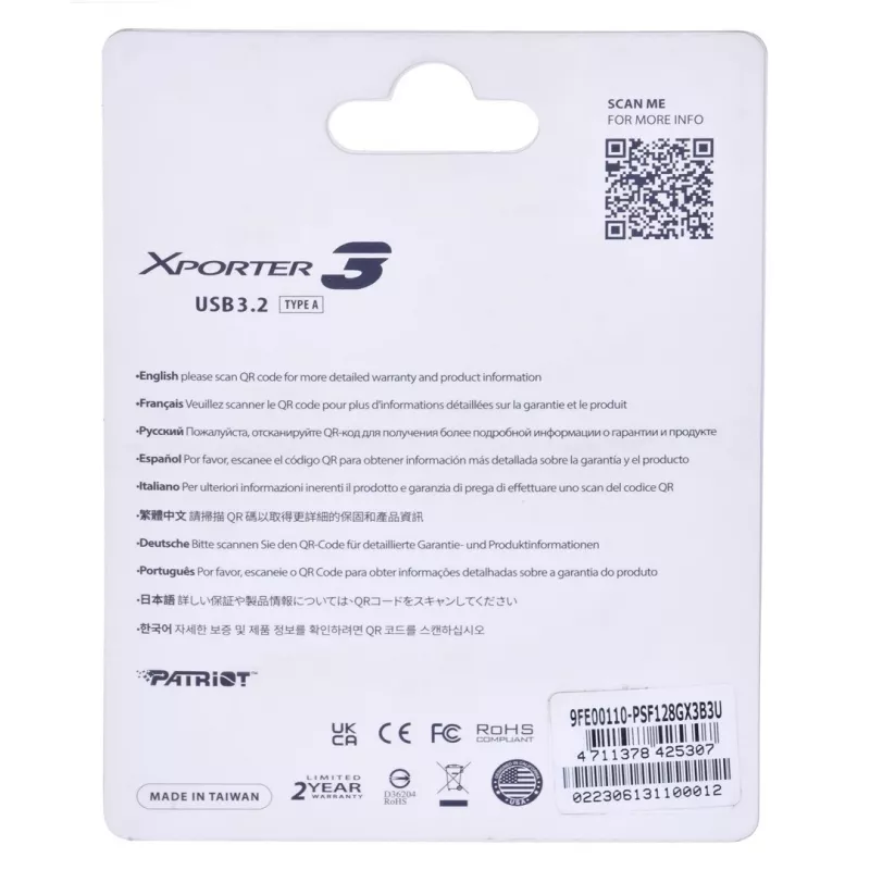USB flash disk PATRIOT Xporter 128 GB USB Type-A 3.2 Gen 1 (80 MB/s) Slider čierny