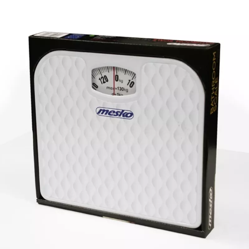 Mechanická váha Mesko MS 8160 – maximálna nosnosť 130 kg, presnosť 1000 g, biela