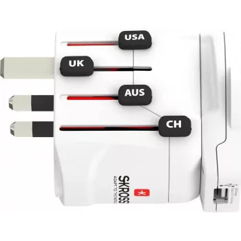 Skross PRO – World & USB biela univerzálny cestovný adaptér