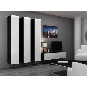 Cama uzavretá skriňa VIGO '180' 180/40/30 biela/čierna lesk