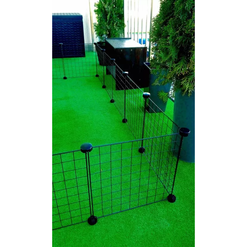 Klietka pre psov C&C Modular 145×75×37 cm – interiérový/exteriérový box pre domáce zvieratá, modulárna konštrukcia z panelov, čierna