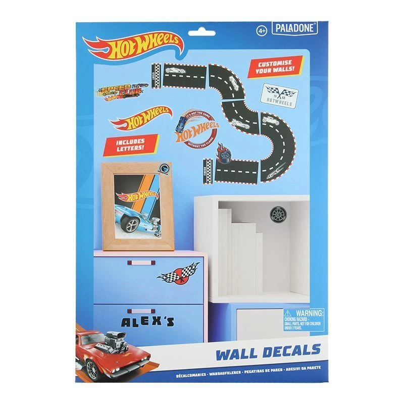Nálepky na stenu Paladone Hot Wheels Personalisation PP13745HW — dekoračné samolepiace nálepky do detskej izby
