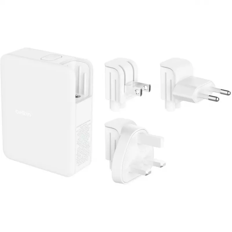 Nástenná nabíjačka 140W 4 porty (3xC 1xA) UK, EU, US konektor biela