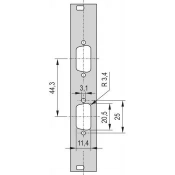SCHROFF čelný panel SUB-D výrez - ČIASTOČNÝ ČELNÝ PANEL 3HE 4TE 2X9 DC (30118336)