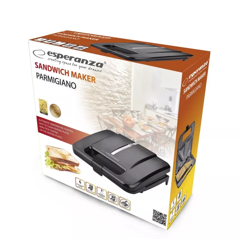 Esperanza PARMIGIANO EKT010 sendvičovač, 1000 W, čierny