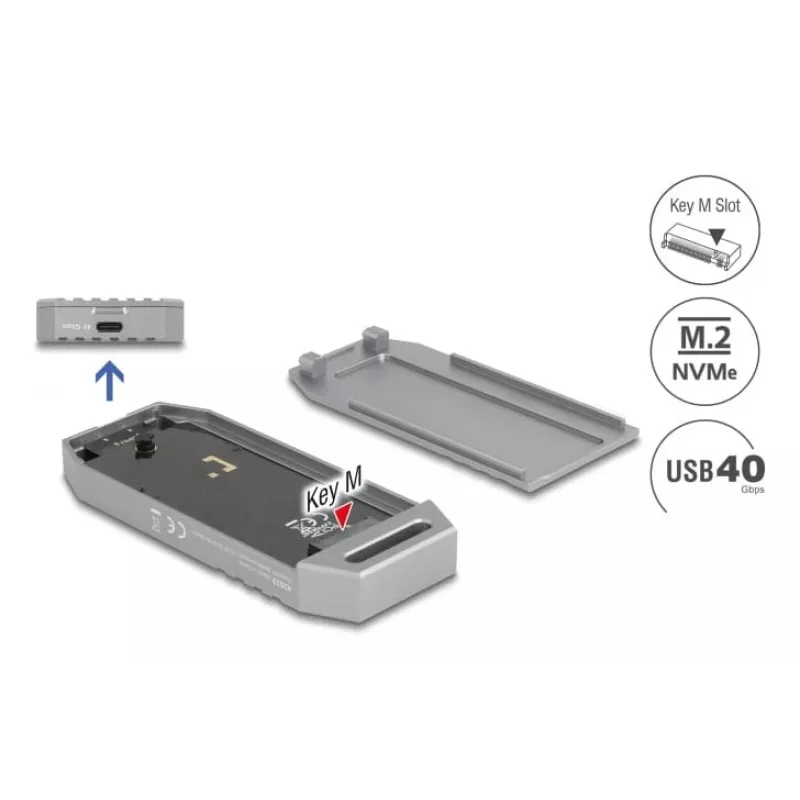 Puzdro na SSD DeLOCK 42033 sivé M.2 PCI Express 40 Gbit/s
