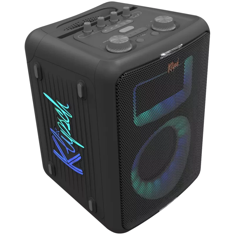 Párty reproduktor KLIPSCH Vegas — káblový & bezdrôtový, basový reproduktor 13,3 cm, 49–20000 Hz, 95 dB, na batérie, čierny