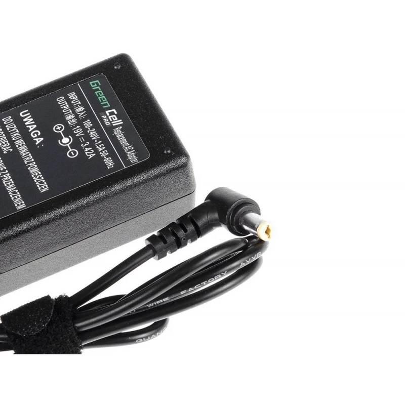 Napájací zdroj Green Cell AD01P — 60 W, 19 V 3,42 A, napájací zdroj do notebooku pre interiér, čierny