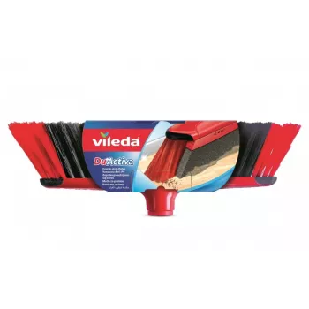 Interiérová metla VILEDA 151221 s gumenou hlavou, mäkké/tvrdé štetiny, červená, šírka balenia 340 mm