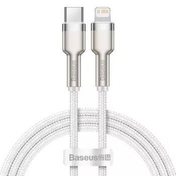 USB-C na Lightning kábel Baseus Cafule 1 m, 20 W, zinkové puzdro, biela