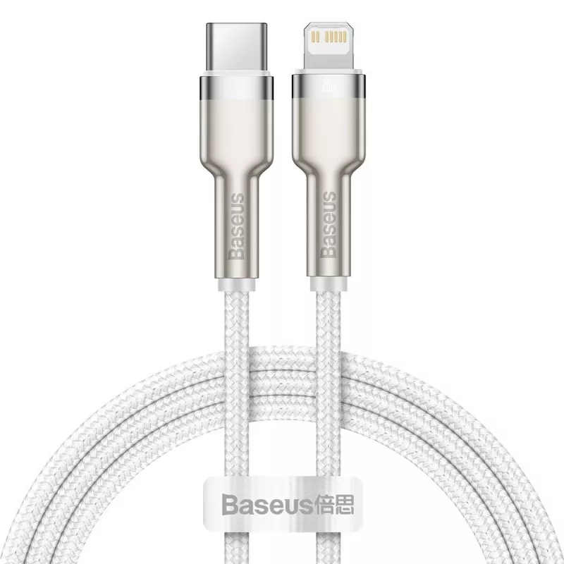 USB-C na Lightning kábel Baseus Cafule 1 m, 20 W, zinkové puzdro, biela