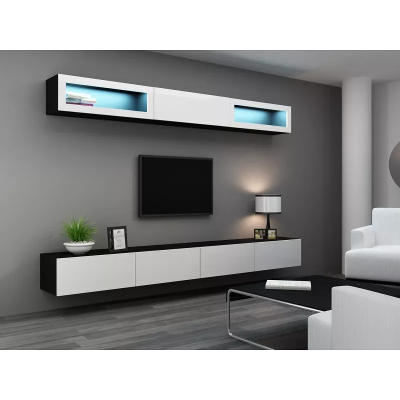 Cama obývacia zostava VIGO 11 čierna/biela lesk