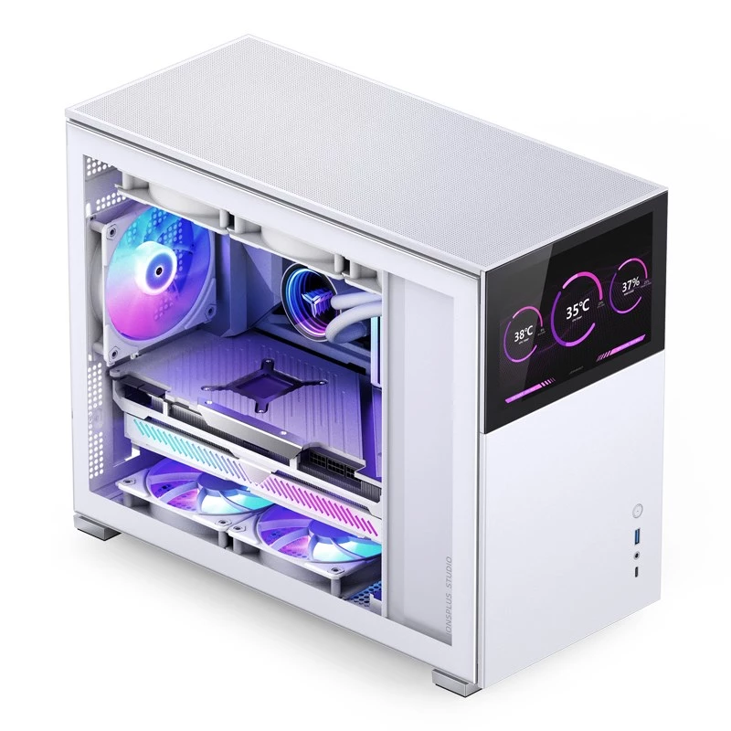 Jonsbo D31 Screen Micro-ATX počítačová skriňa, tvrdené sklo, biela