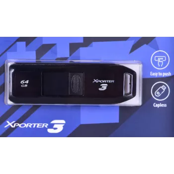 USB flash disk PATRIOT Xporter 64 GB USB Type-A 3.2 Gen 1 (posuvný, čierny, 80 MB/s)