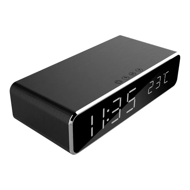 Digitálny budík GEMBIRD DAC-WPC-01 s LCD displejom, čierne hliníkové puzdro, napájaný zo siete