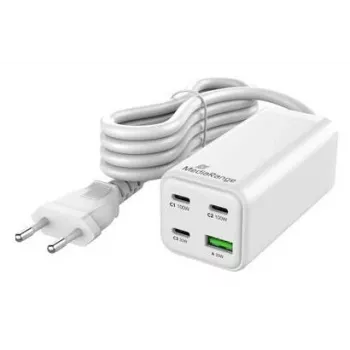 MediaRange MRMA124 mobilná nabíjačka 100W AC, 3x USB-C, 100–240V vstup, 1,5 m kábel, biela