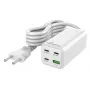 MediaRange MRMA124 mobilná nabíjačka 100W AC, 3x USB-C, 100–240V vstup, 1,5 m kábel, biela