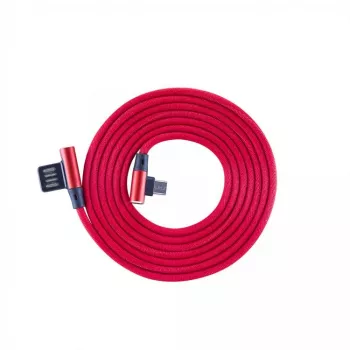 Sbox USB->Micro USB 90 M/M 1,5m USB-MICRO-90R jahodová červená