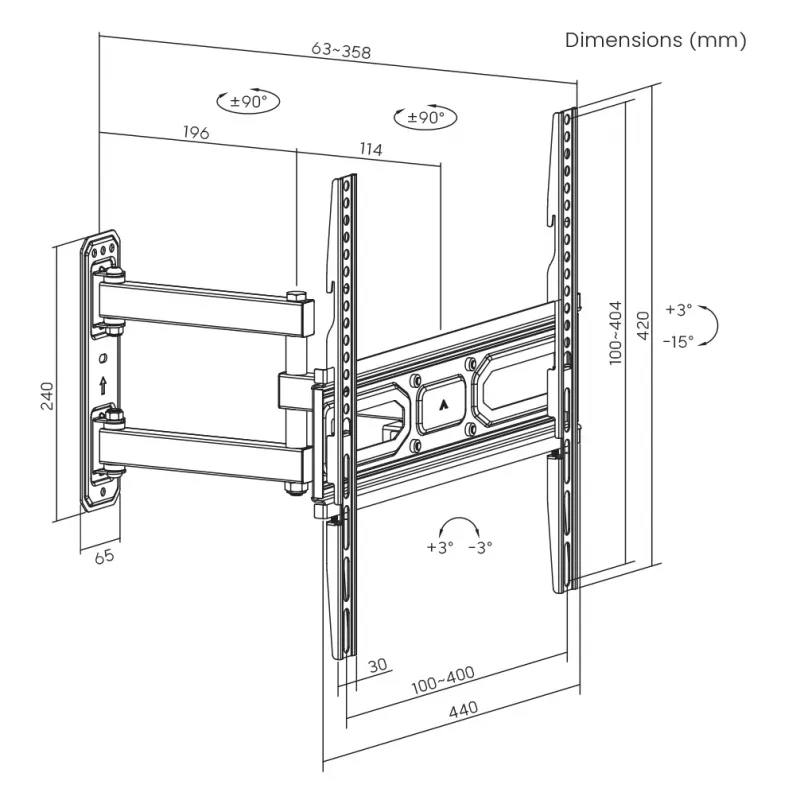 TV nástenný držiak SBOX PLB-3644-2 pre televízory 32–55 palcov, do 35 kg, VESA 400x400