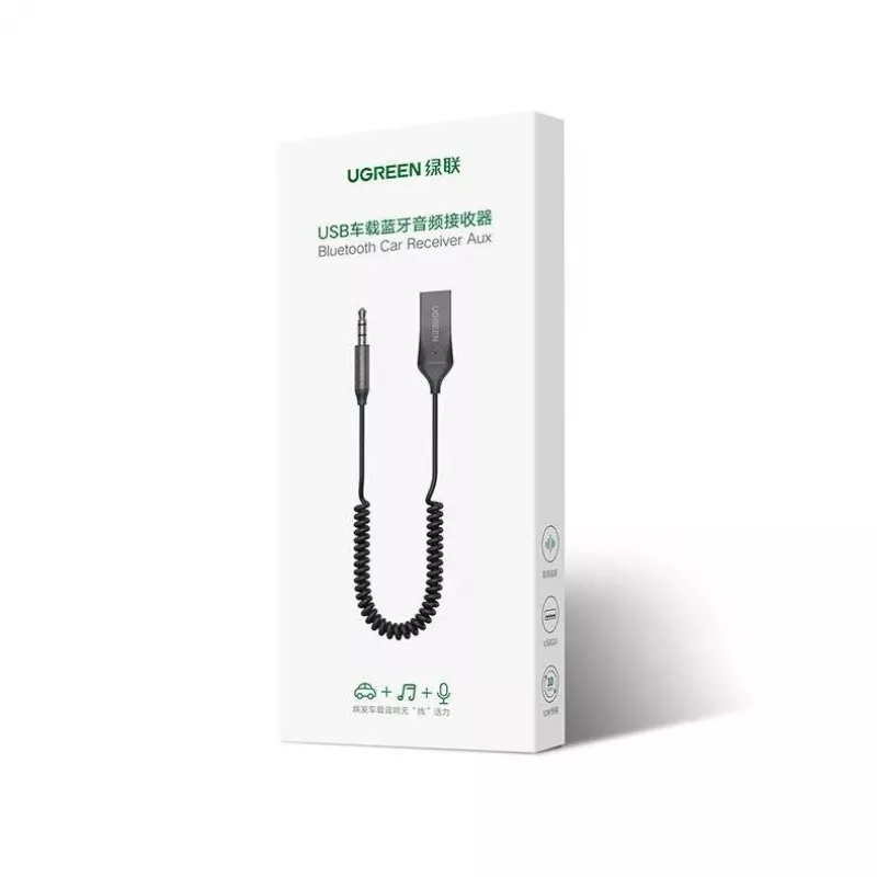 UGREEN CM309 audio prijímač Bluetooth 5.0, USB, 3,5 mm AUX konektor, čierny